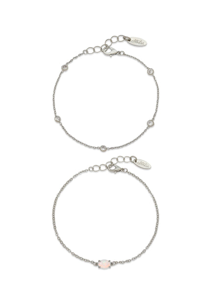 Dainty Bracelet Set with Extender - Opal with 18k Gold Plating | Ettika