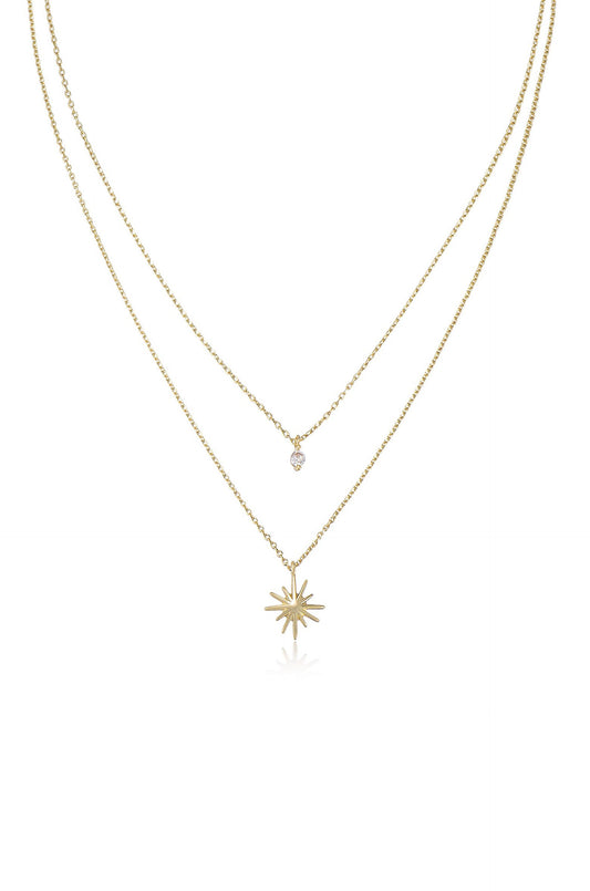 Layered Starburst Crystal Necklace - 18k Gold Plated | Ettika