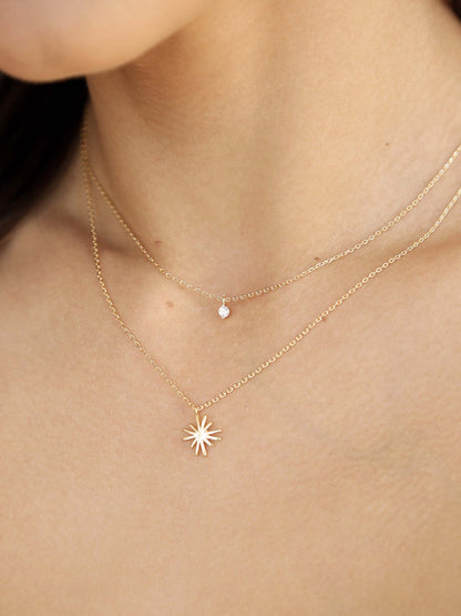 Layered Starburst Crystal Necklace - 18k Gold Plated | Ettika