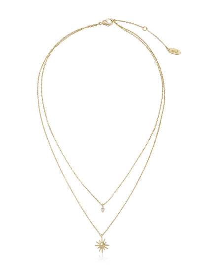 Layered Starburst Crystal Necklace - 18k Gold Plated | Ettika