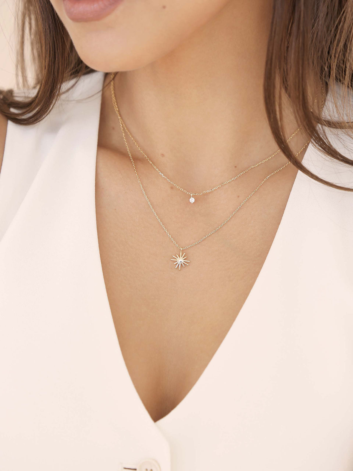 Layered Starburst Crystal Necklace - 18k Gold Plated | Ettika