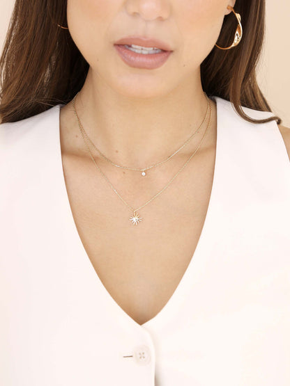 Layered Starburst Crystal Necklace - 18k Gold Plated | Ettika