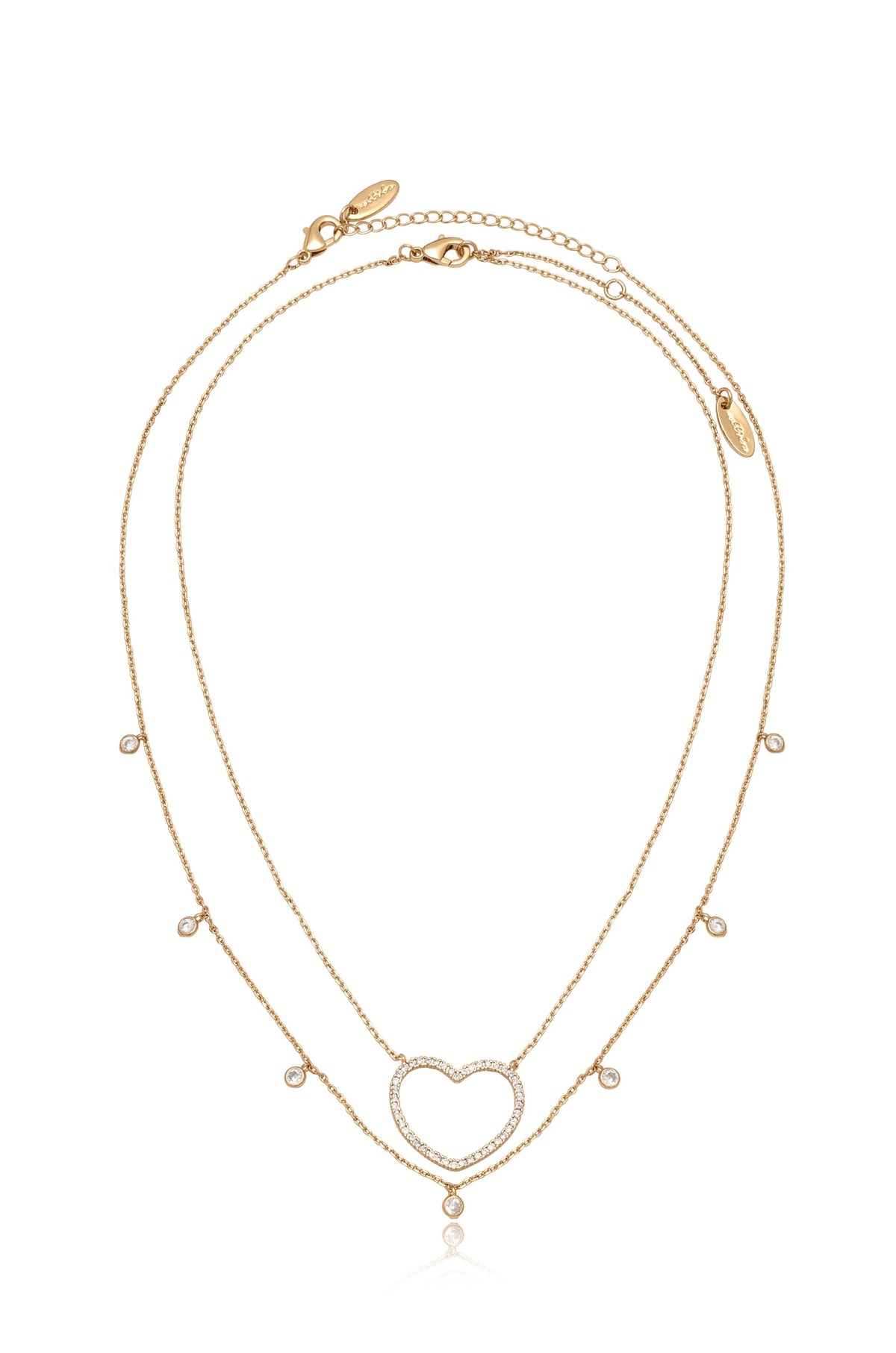 Crystal Heart Drop Necklace Set - 18k Gold Plated | Ettika