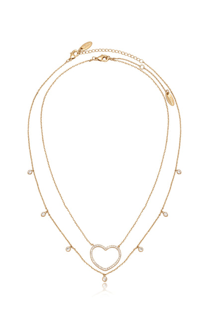 Crystal Heart Drop Necklace Set - 18k Gold Plated | Ettika