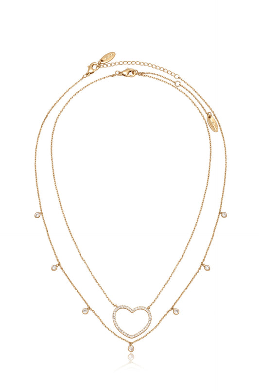 Crystal Heart Drop Necklace Set - 18k Gold Plated | Ettika