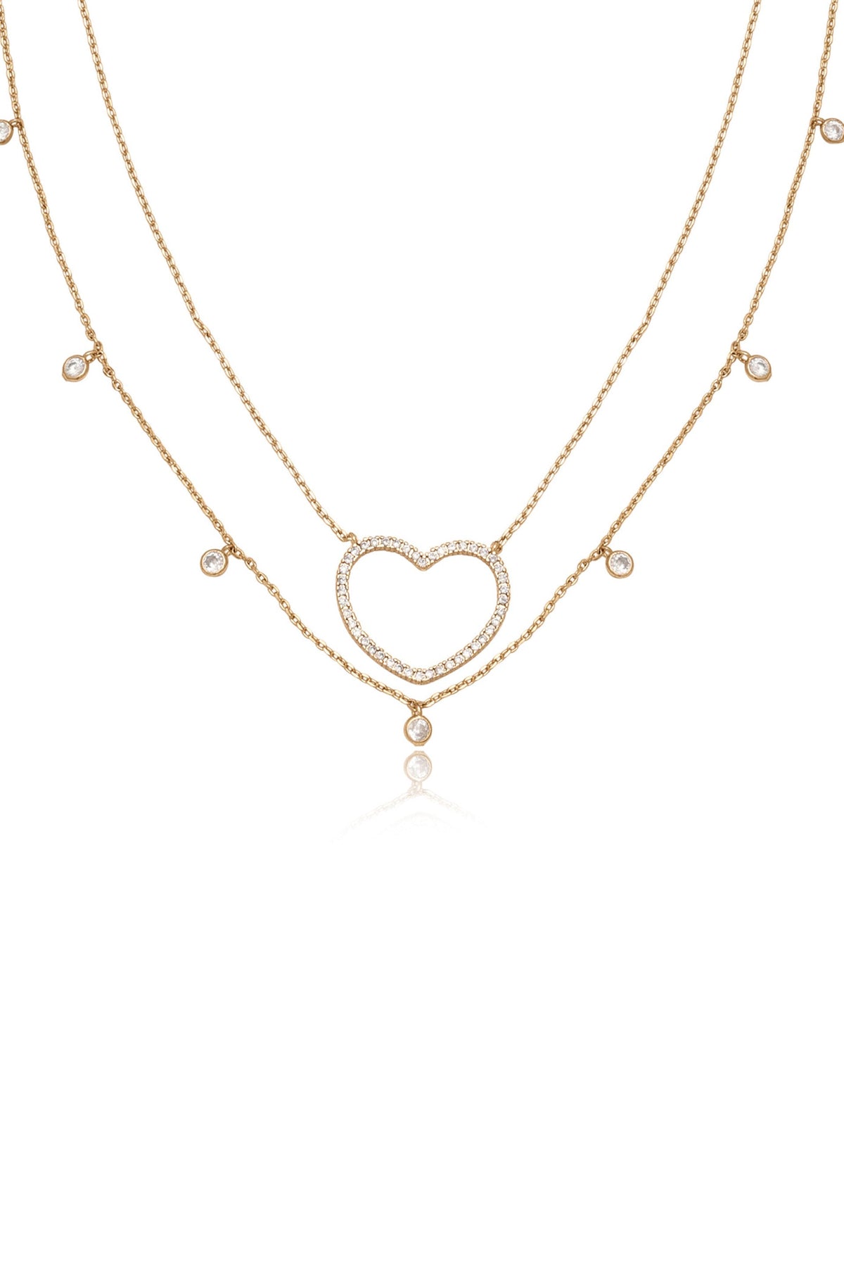 Crystal Heart Drop Necklace Set - 18k Gold Plated | Ettika