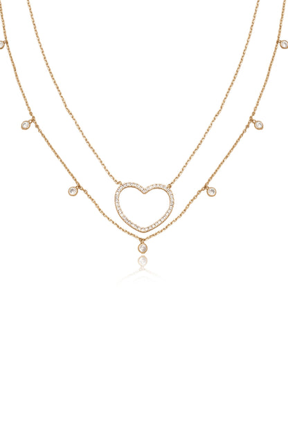 Crystal Heart Drop Necklace Set - 18k Gold Plated | Ettika