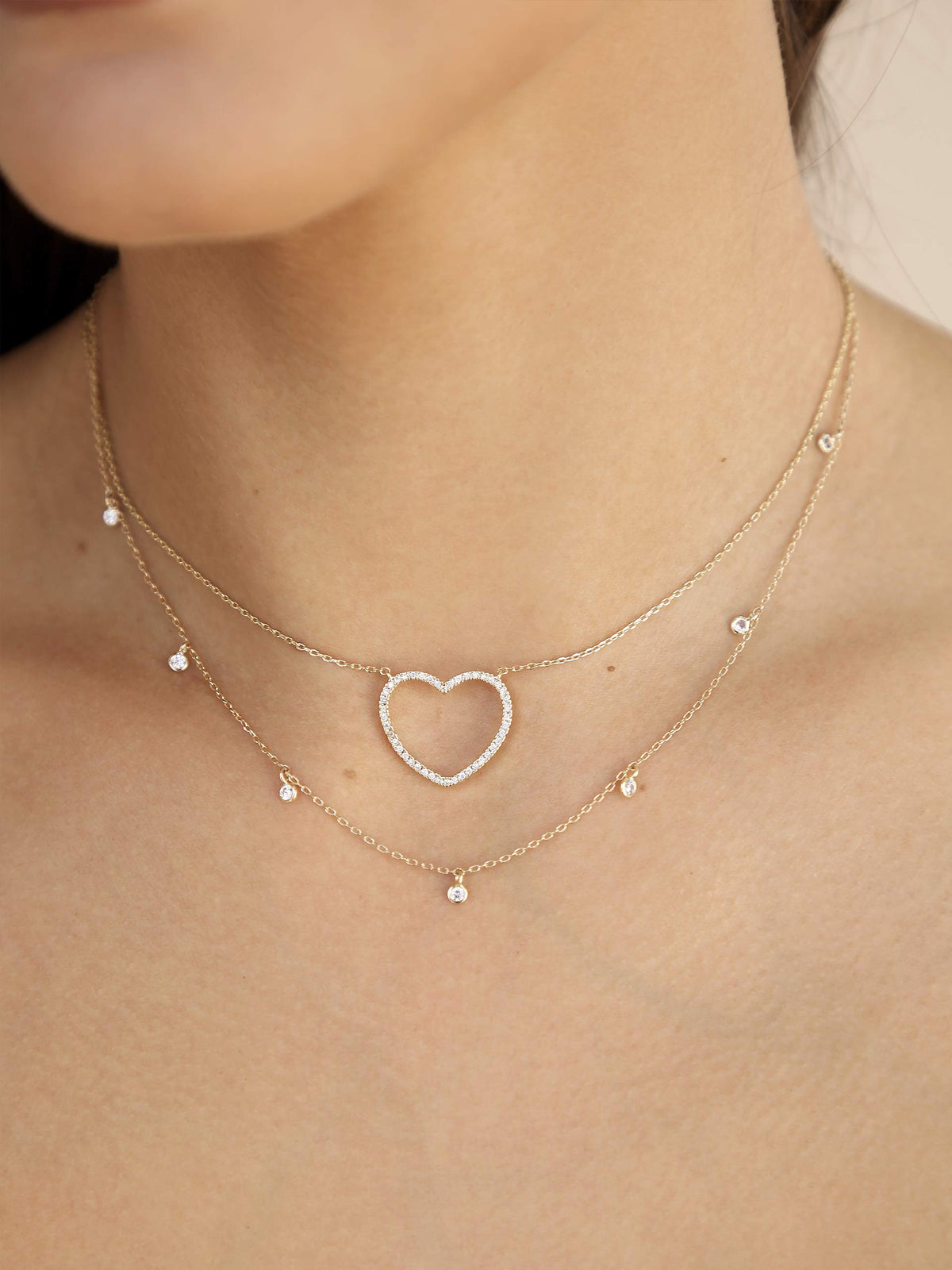 Crystal Heart Drop Necklace Set - 18k Gold Plated | Ettika
