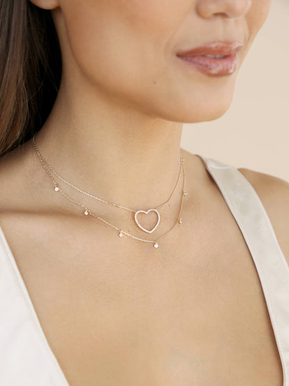 Crystal Heart Drop Necklace Set - 18k Gold Plated | Ettika