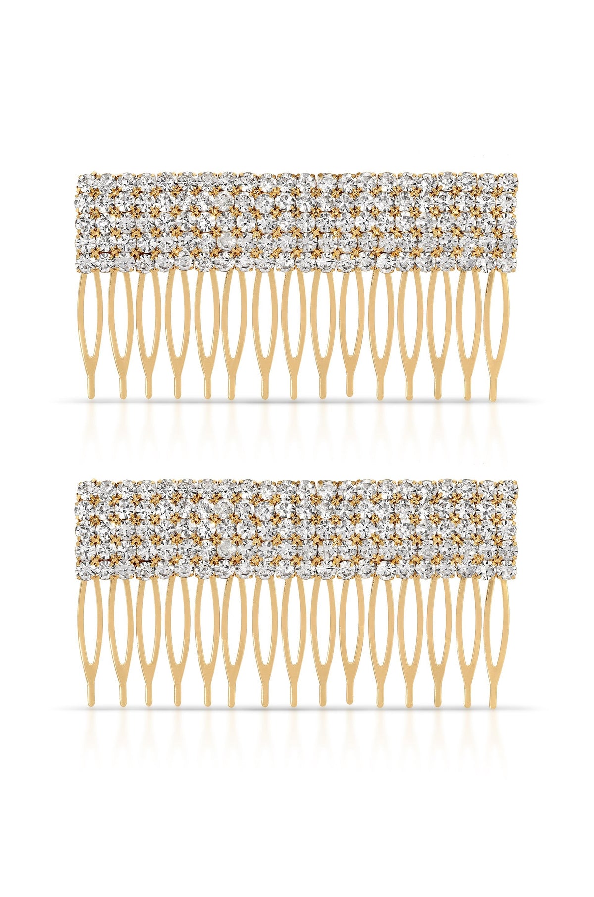 Dynasty Hair Comb Set in Crystal - Clear Crystal with Gold Tone | Ettika