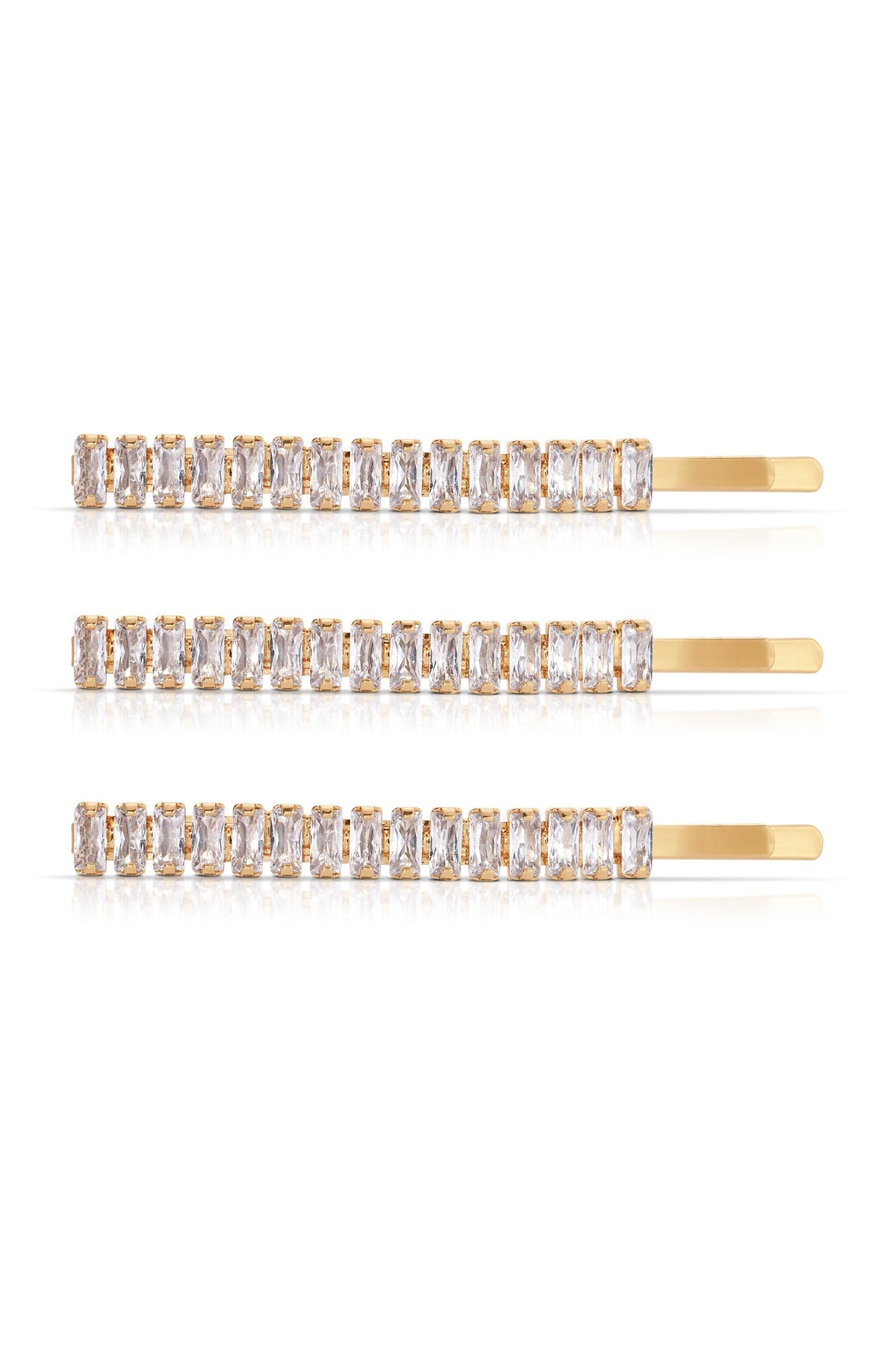 Narrow Crystal Roads Hair Pin Set - Clear Crystals | Ettika
