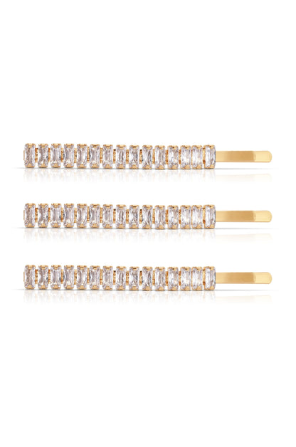 Narrow Crystal Roads Hair Pin Set - Clear Crystals | Ettika