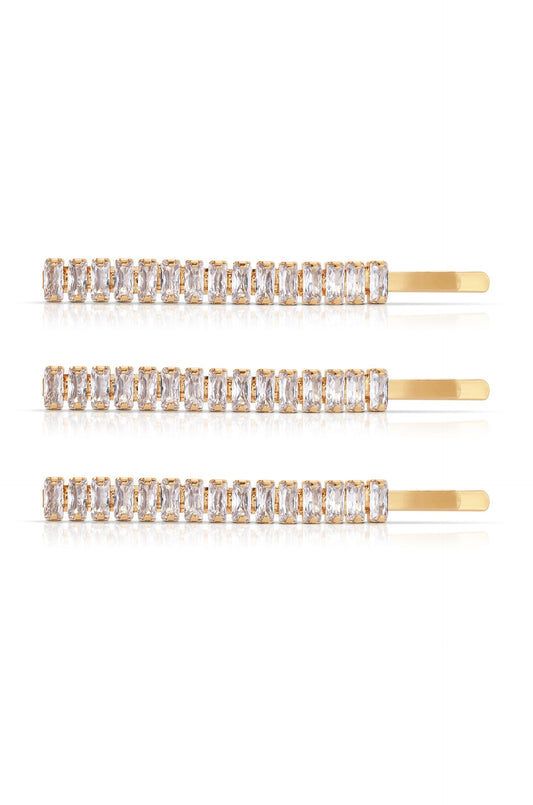 Narrow Crystal Roads Hair Pin Set - Clear Crystals | Ettika