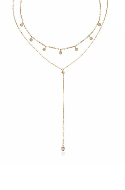 Simplistic Crystal Lariat Necklace Set - Clear Crystals | Ettika