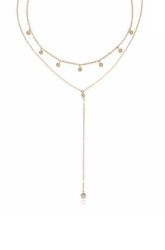 Simplistic Crystal Lariat Necklace Set - Clear Crystals | Ettika
