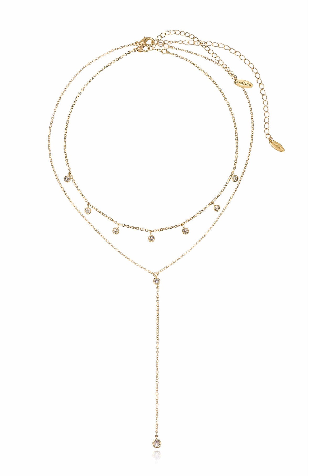 Simplistic Crystal Lariat Necklace Set - Clear Crystals | Ettika