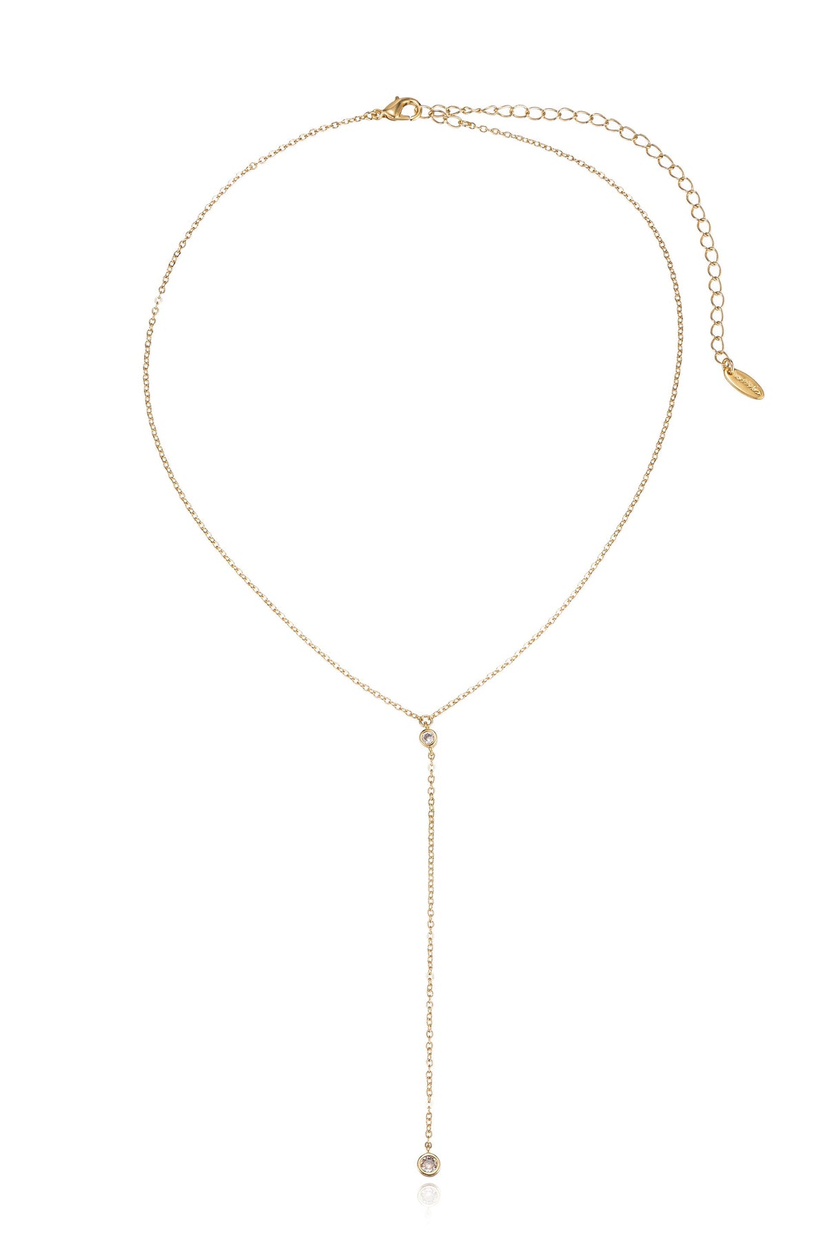 Simplistic Crystal Lariat Necklace Set - Clear Crystals | Ettika