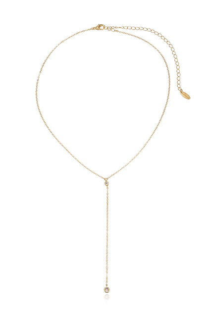 Simplistic Crystal Lariat Necklace Set - Clear Crystals | Ettika