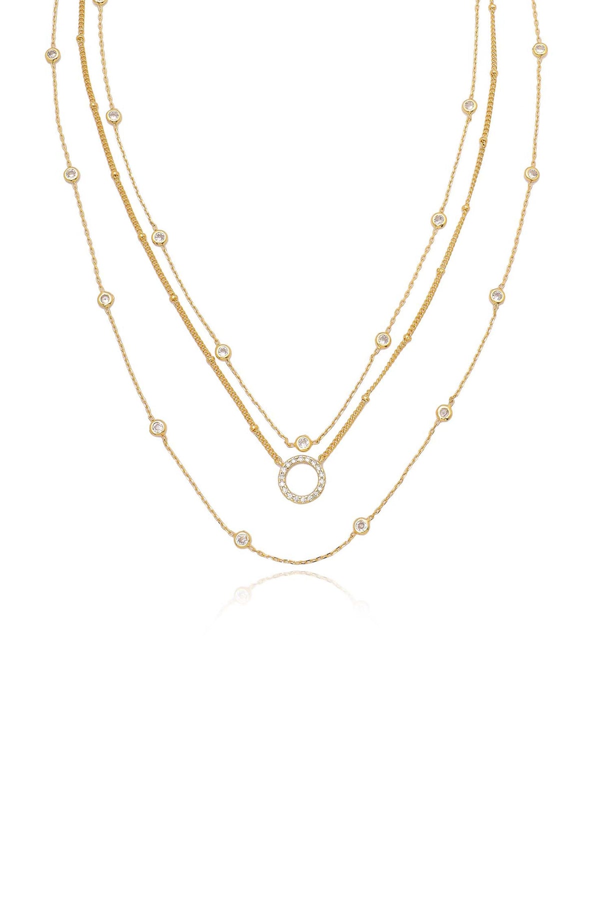 Monroe Crystal Strand Layered Necklace - 18k Gold Plated | Ettika