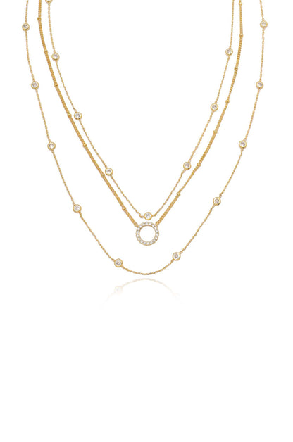 Monroe Crystal Strand Layered Necklace - 18k Gold Plated | Ettika