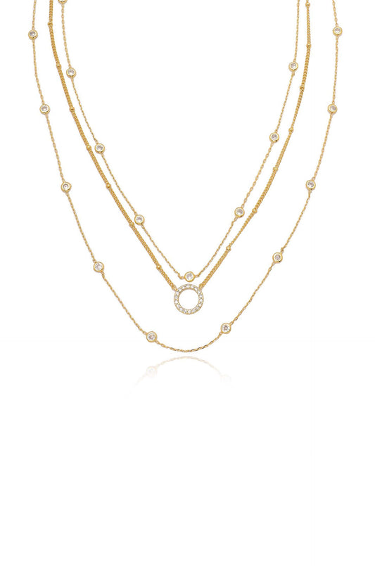Monroe Crystal Strand Layered Necklace - 18k Gold Plated | Ettika