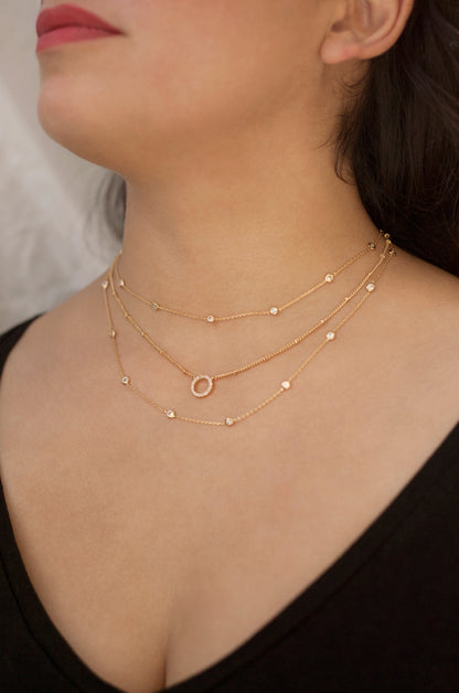 Monroe Crystal Strand Layered Necklace - 18k Gold Plated | Ettika