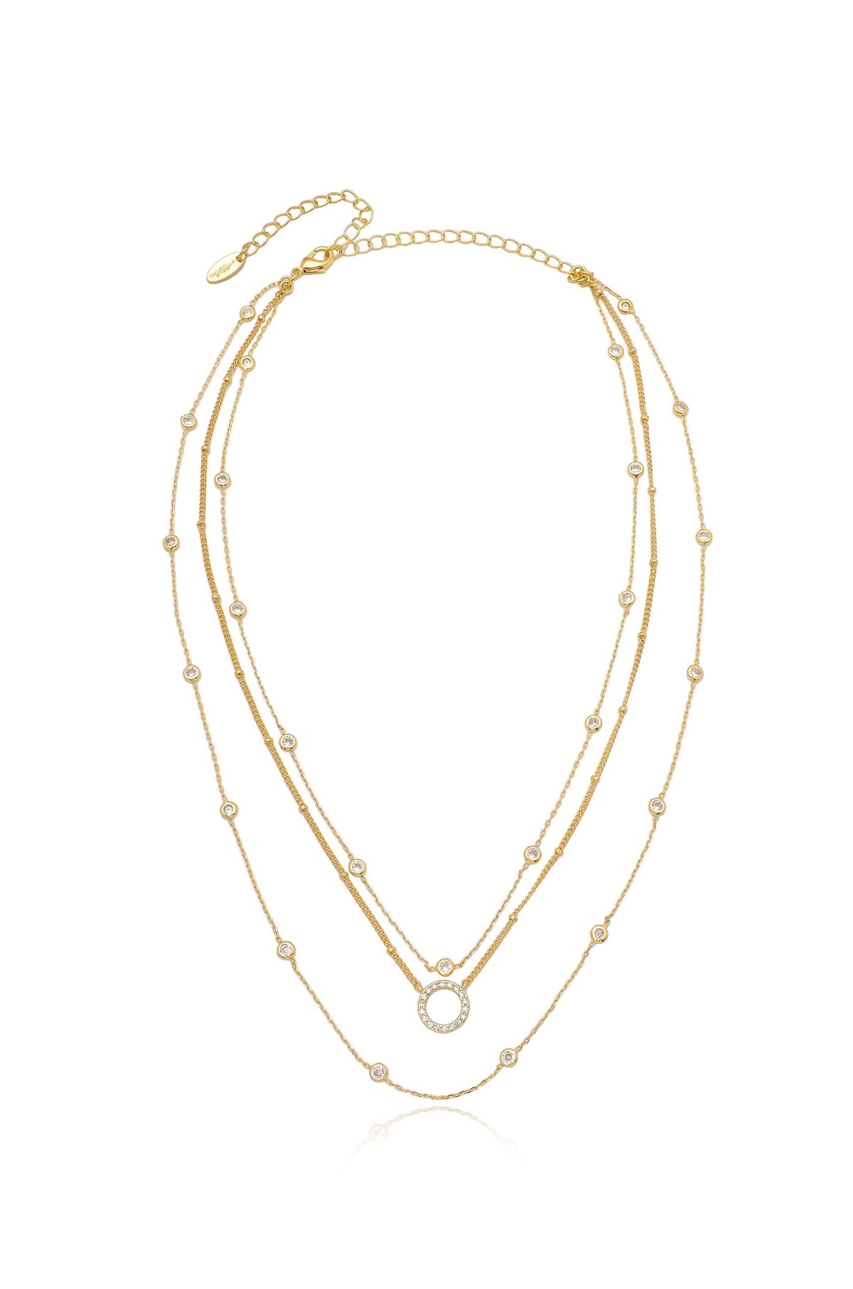 Monroe Crystal Strand Layered Necklace - 18k Gold Plated | Ettika