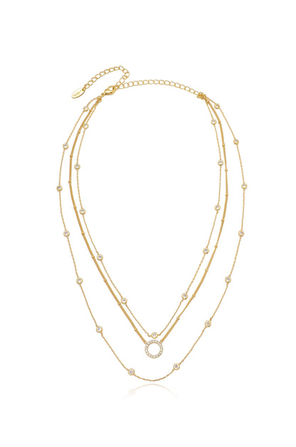 Monroe Crystal Strand Layered Necklace - 18k Gold Plated | Ettika