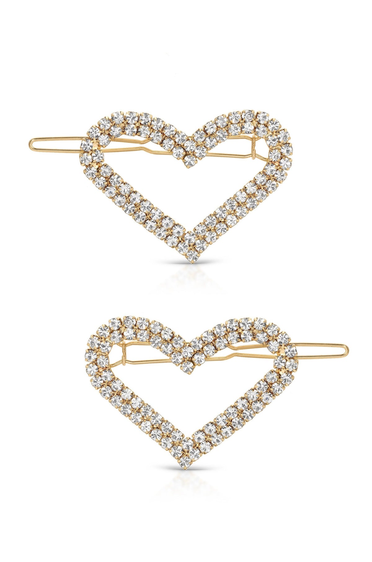 Aphrodite Heart Crystal Barrette Set - Clear Crystals | Ettika