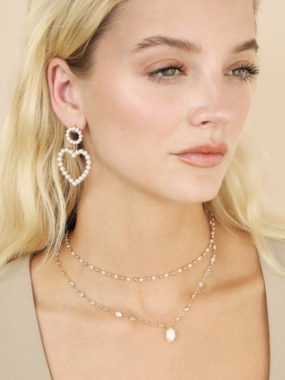 Loving Pearl Heart Earrings - Pearl | Ettika