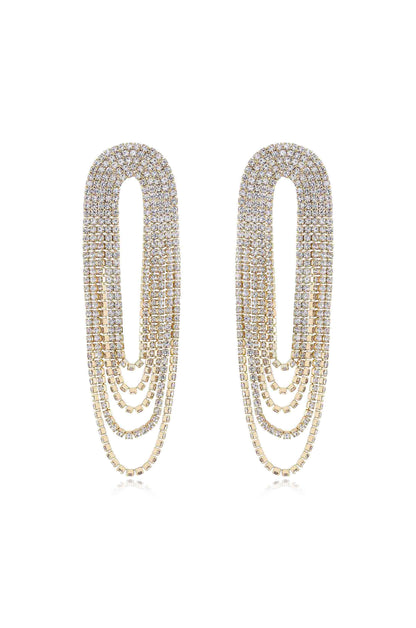 Crystal Drape Fringe Earrings - Clear Crystal with 18k Gold Plating | Ettika