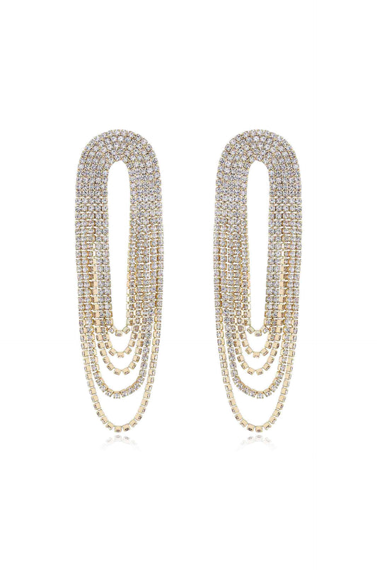 Crystal Drape Fringe Earrings - Clear Crystal with 18k Gold Plating | Ettika