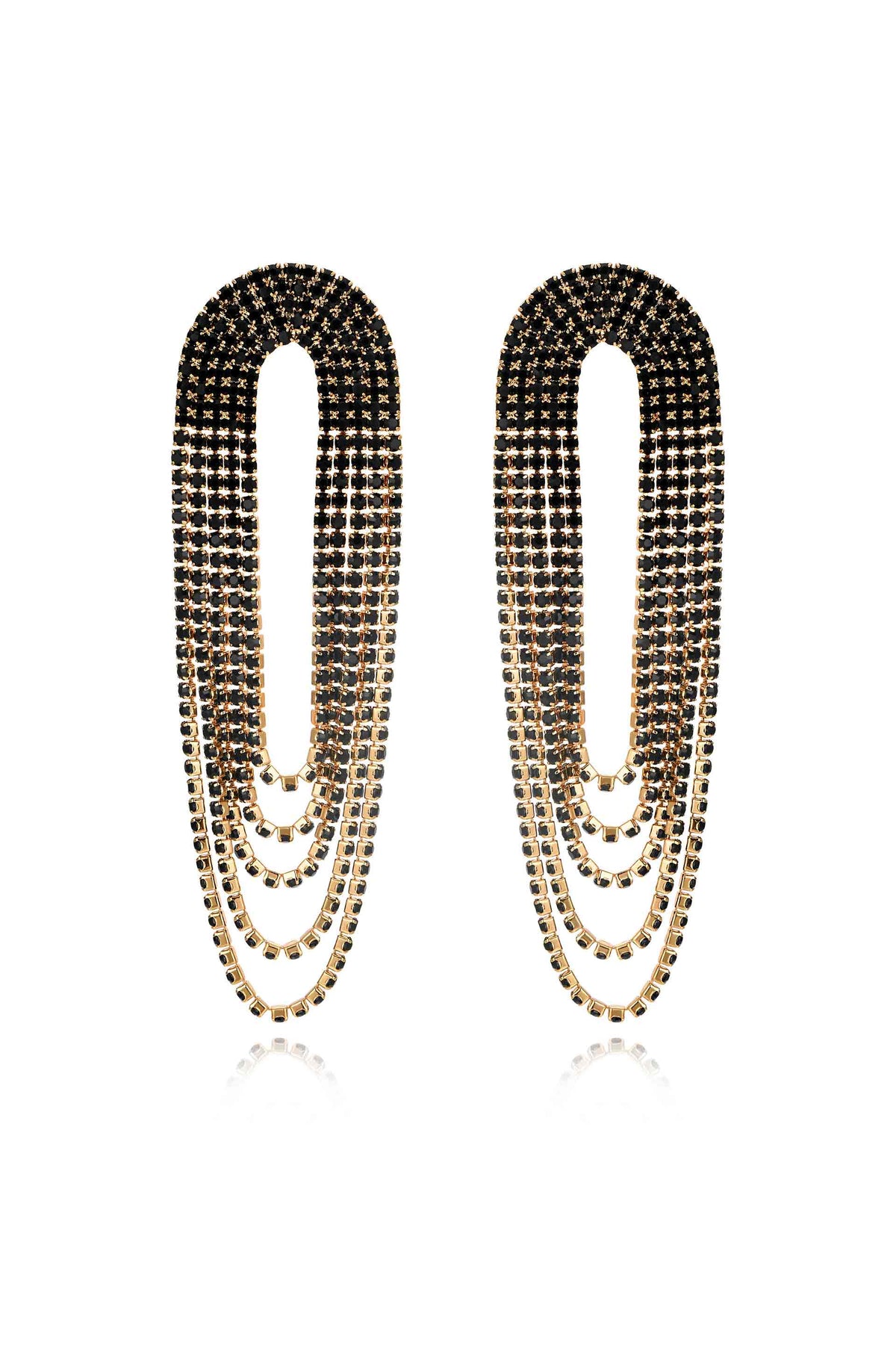 Crystal Drape Fringe Earrings - Clear Crystal with 18k Gold Plating | Ettika