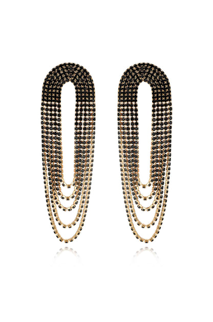 Crystal Drape Fringe Earrings - Clear Crystal with 18k Gold Plating | Ettika