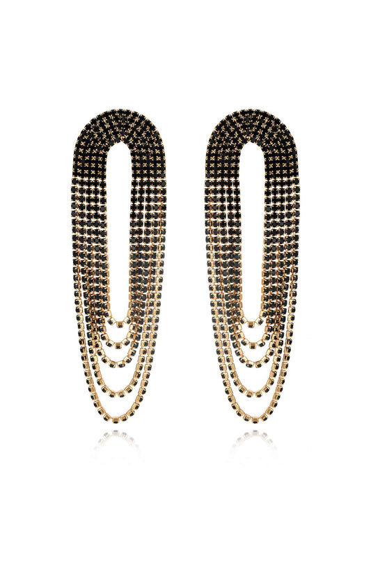 Crystal Drape Fringe Earrings - Clear Crystal with 18k Gold Plating | Ettika