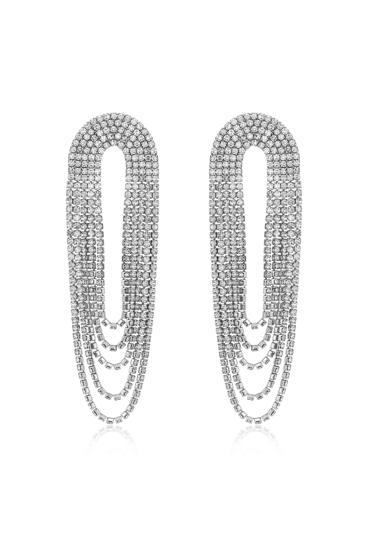 Crystal Drape Fringe Earrings - Clear Crystal with 18k Gold Plating | Ettika