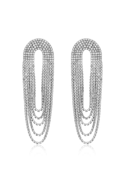 Crystal Drape Fringe Earrings - Clear Crystal with 18k Gold Plating | Ettika