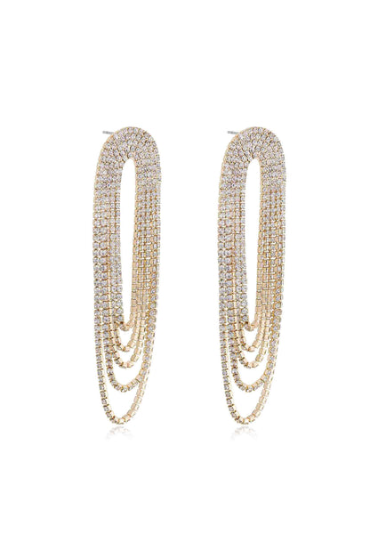 Crystal Drape Fringe Earrings - Clear Crystal with 18k Gold Plating | Ettika