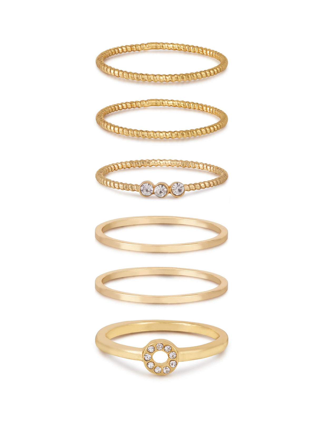 Dainty Stacking Ring Set of 6 - Clear Crystals | Ettika
