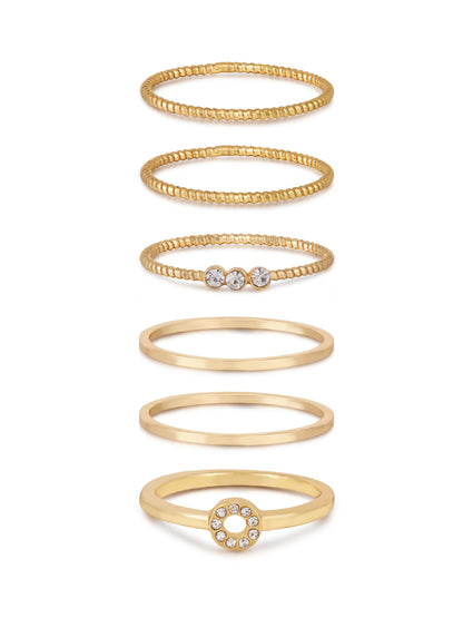 Dainty Stacking Ring Set of 6 - Clear Crystals | Ettika