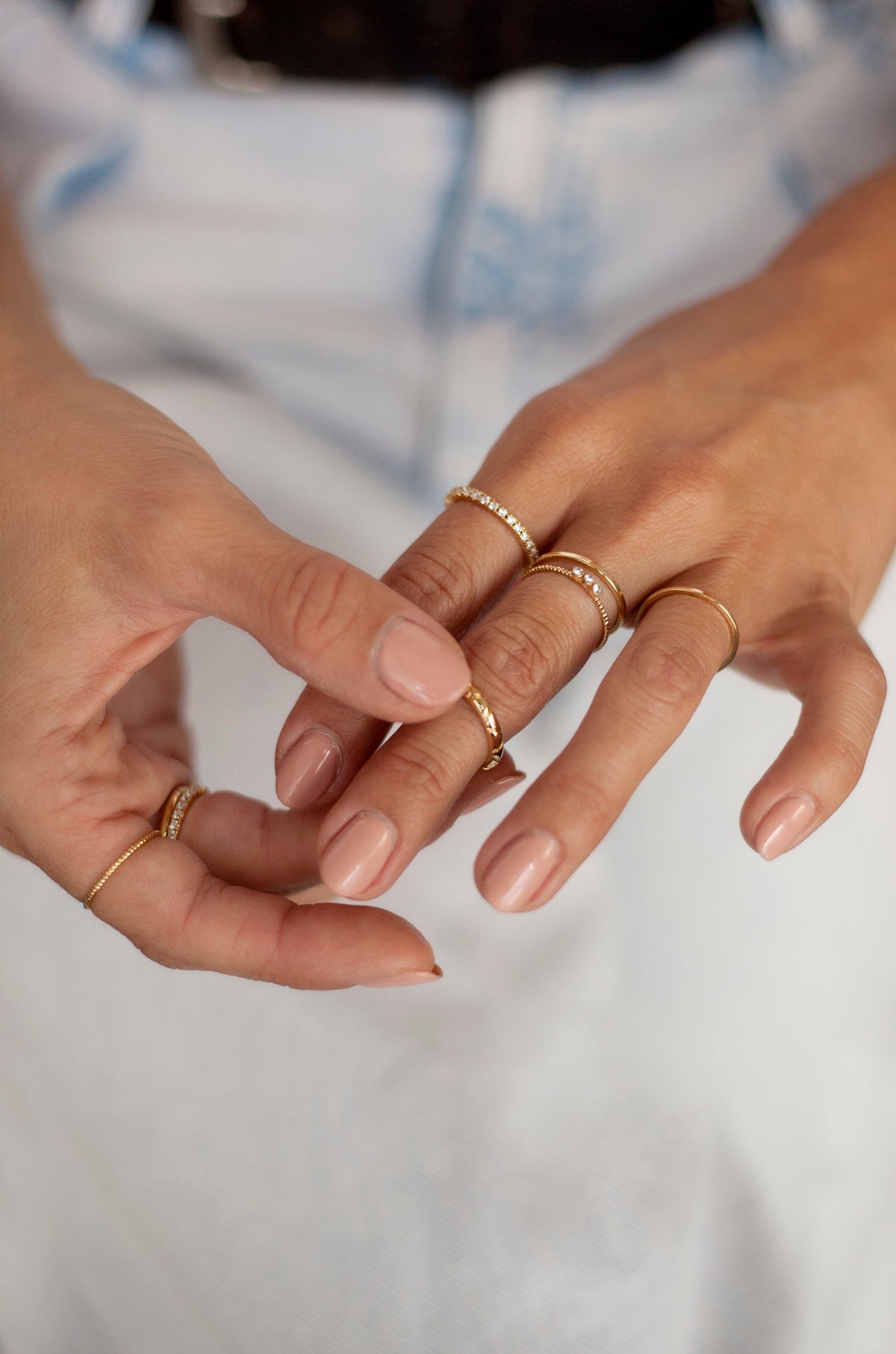 Dainty Stacking Ring Set of 6 - Clear Crystals | Ettika