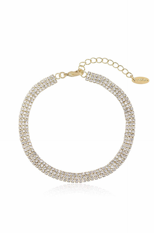 Unexpected Sparkle Anklet - Clear Crystal with 18k Gold Plating | Ettika