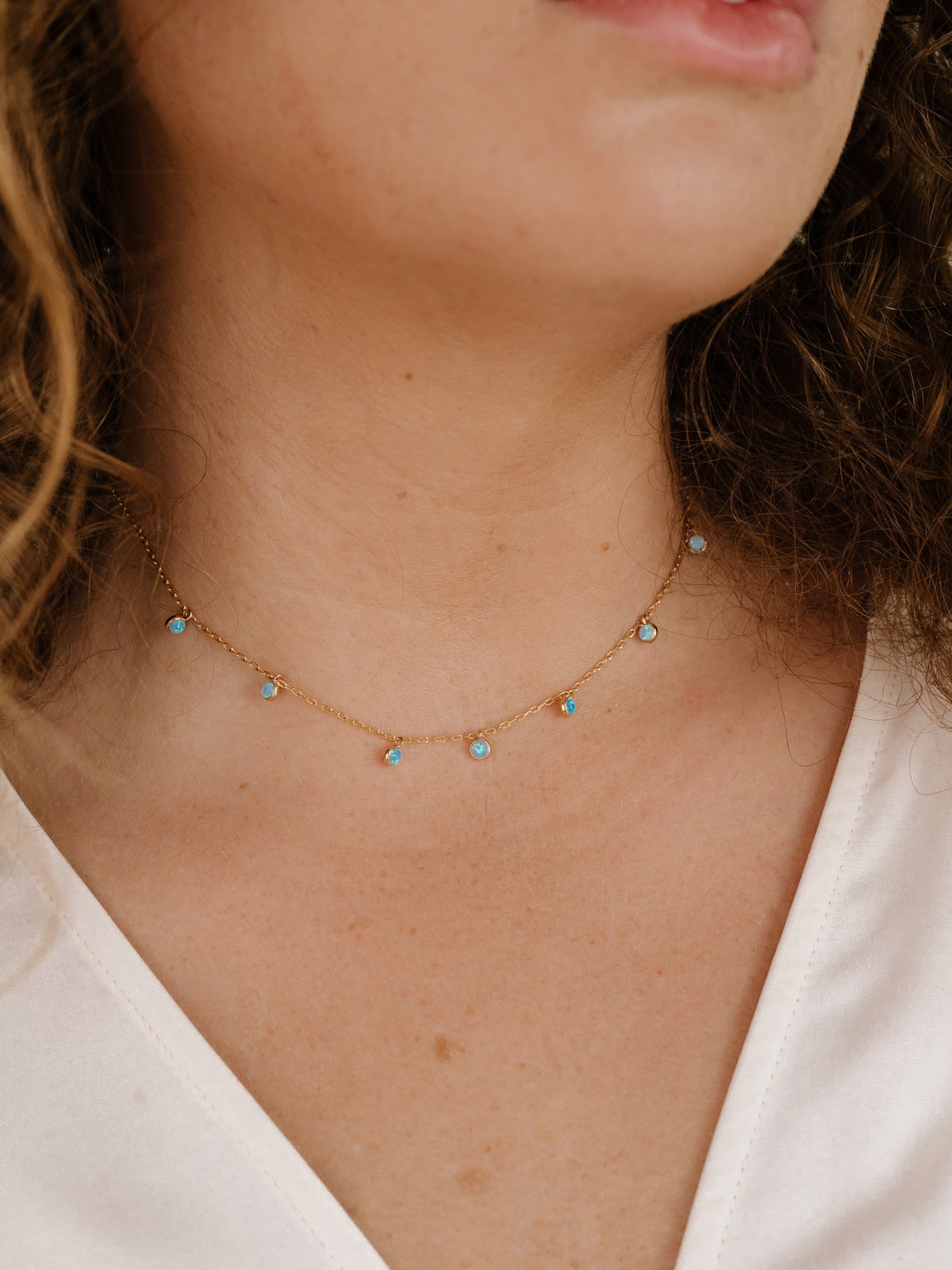 Fine Tune Blue Opal Necklace - Blue Opal with 18k Gold Plating | Ettika