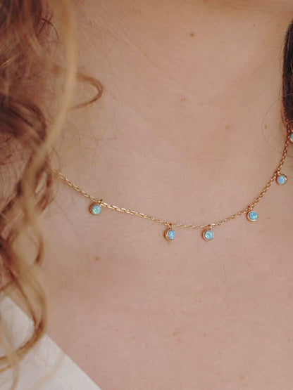Fine Tune Blue Opal Necklace - Blue Opal with 18k Gold Plating | Ettika
