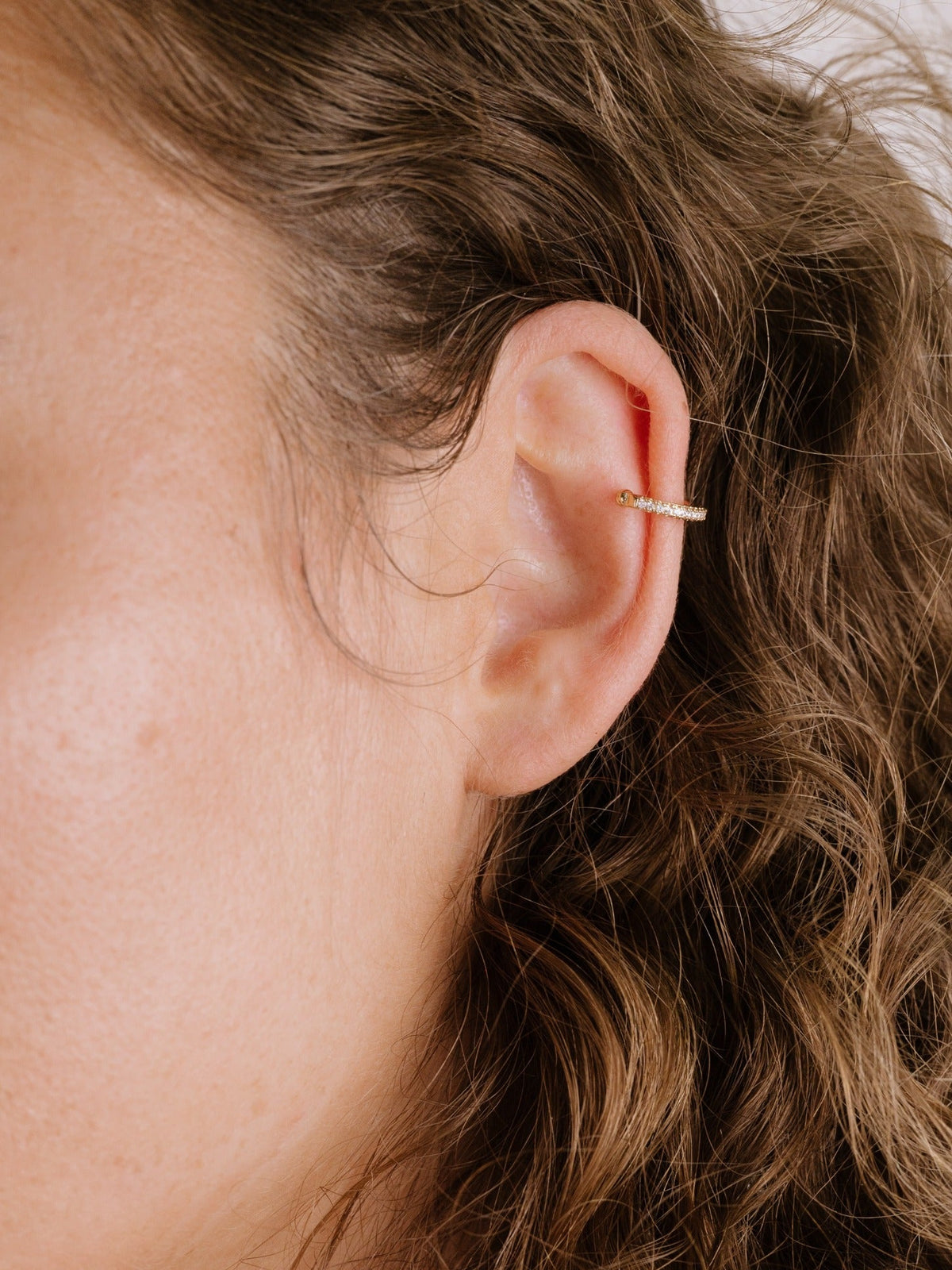 Mini Sparkler Crystal Ear Cuff - Clear Crystal with 18k Gold Plating | Ettika