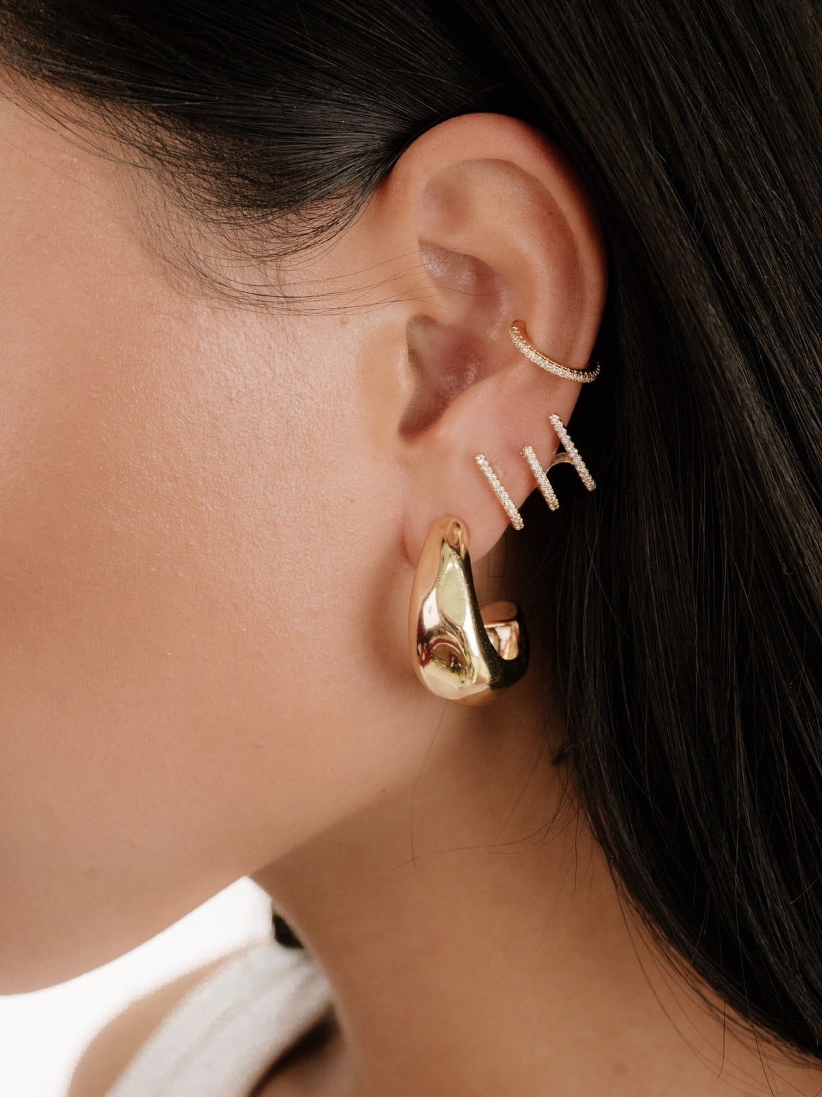Mini Sparkler Crystal Ear Cuff - Clear Crystal with 18k Gold Plating | Ettika