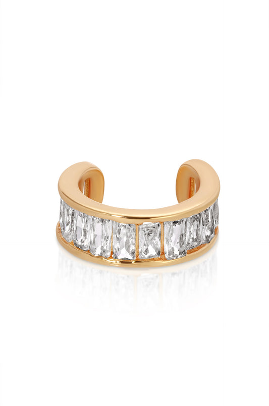 Class Crystal Ear Cuff - Clear Crystal with 18k Gold Plating | Ettika