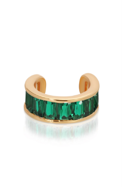 Class Crystal Ear Cuff - Clear Crystal with 18k Gold Plating | Ettika