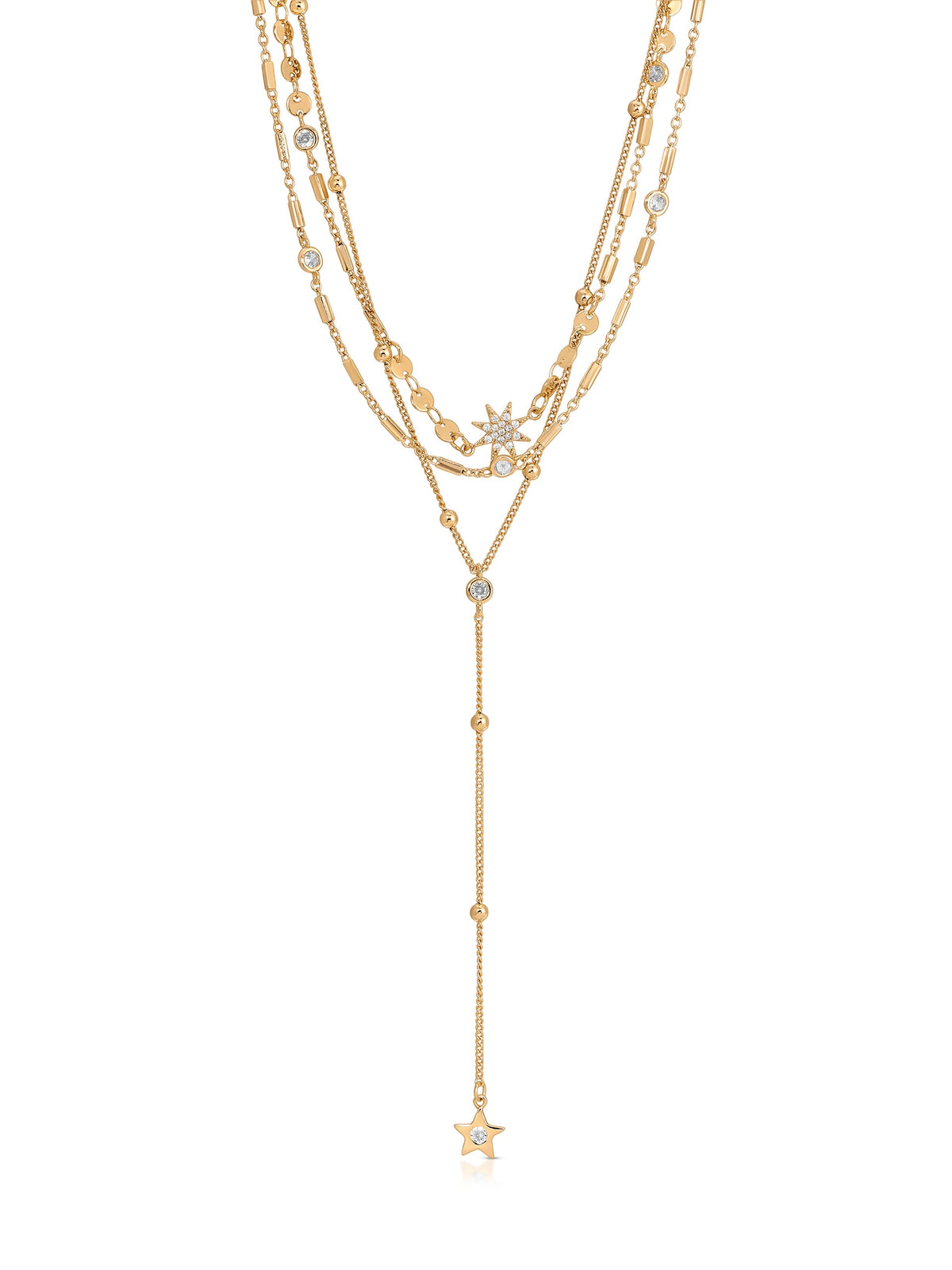 Forever Falling Multi-Chain Lariat Choker - Clear Crystal with 18k Gold Plating | Ettika