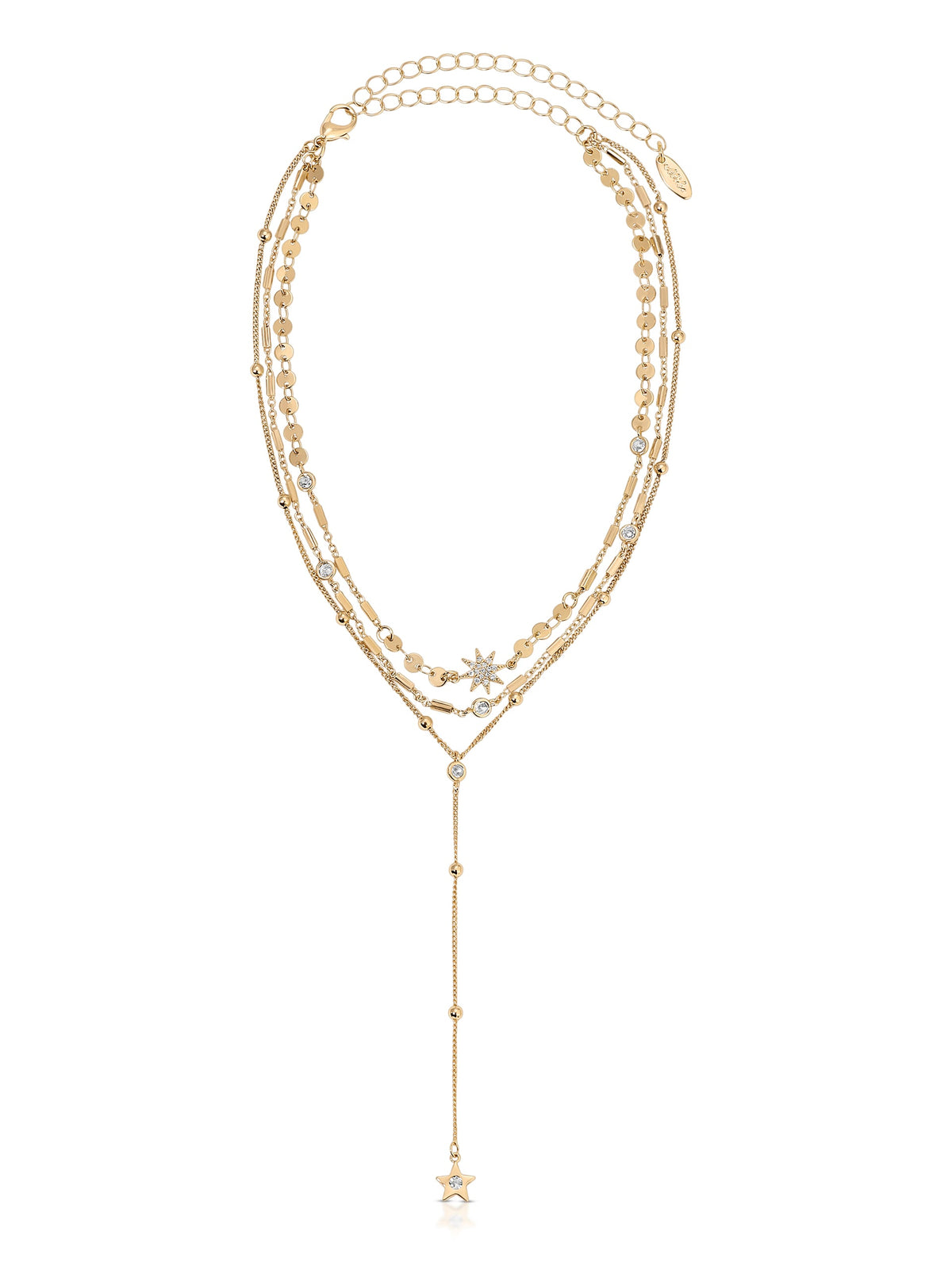 Forever Falling Multi-Chain Lariat Choker - Clear Crystal with 18k Gold Plating | Ettika